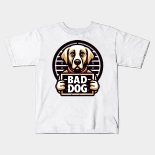 Illustrated Bad Dog Jail Mugshot Kids T-Shirt